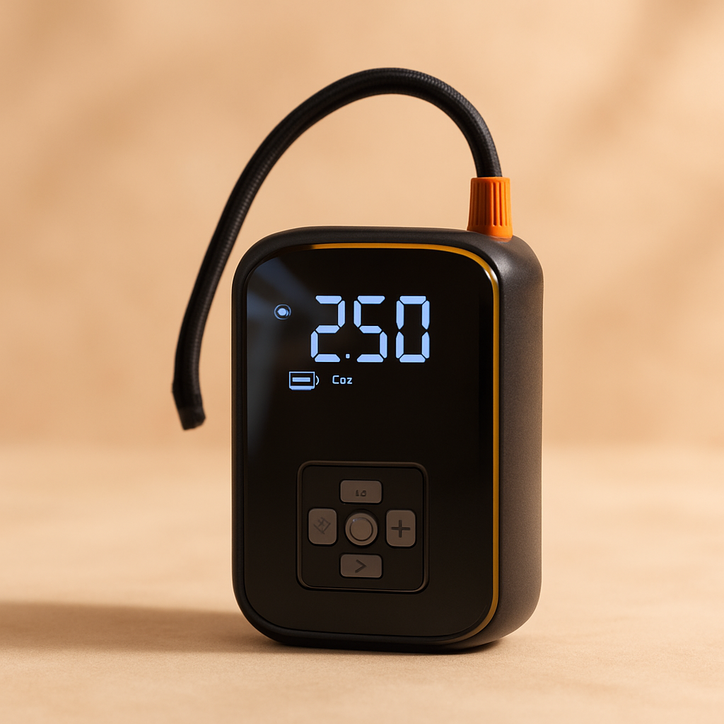 Portable Tire Inflator - studio product photo angled view