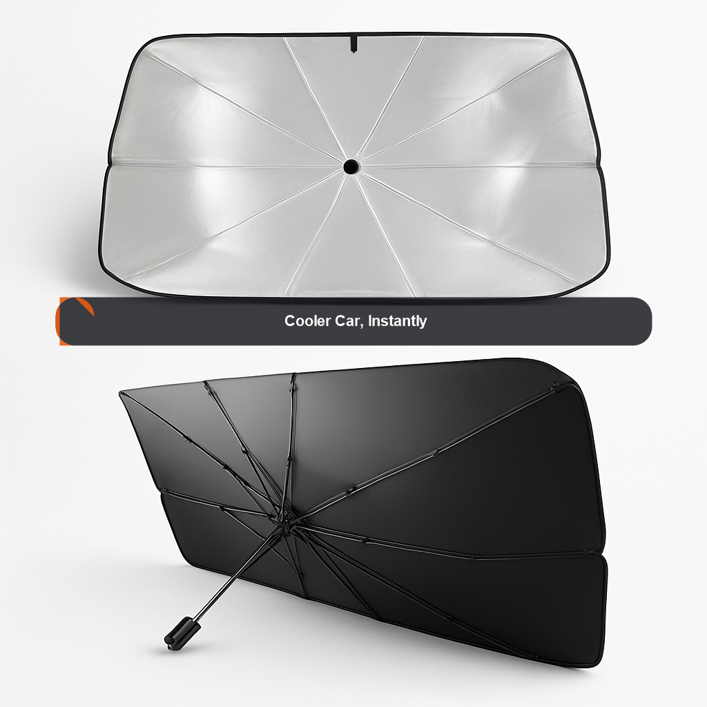 Umbrella Windshield Sunshade - cooler car, instantly
