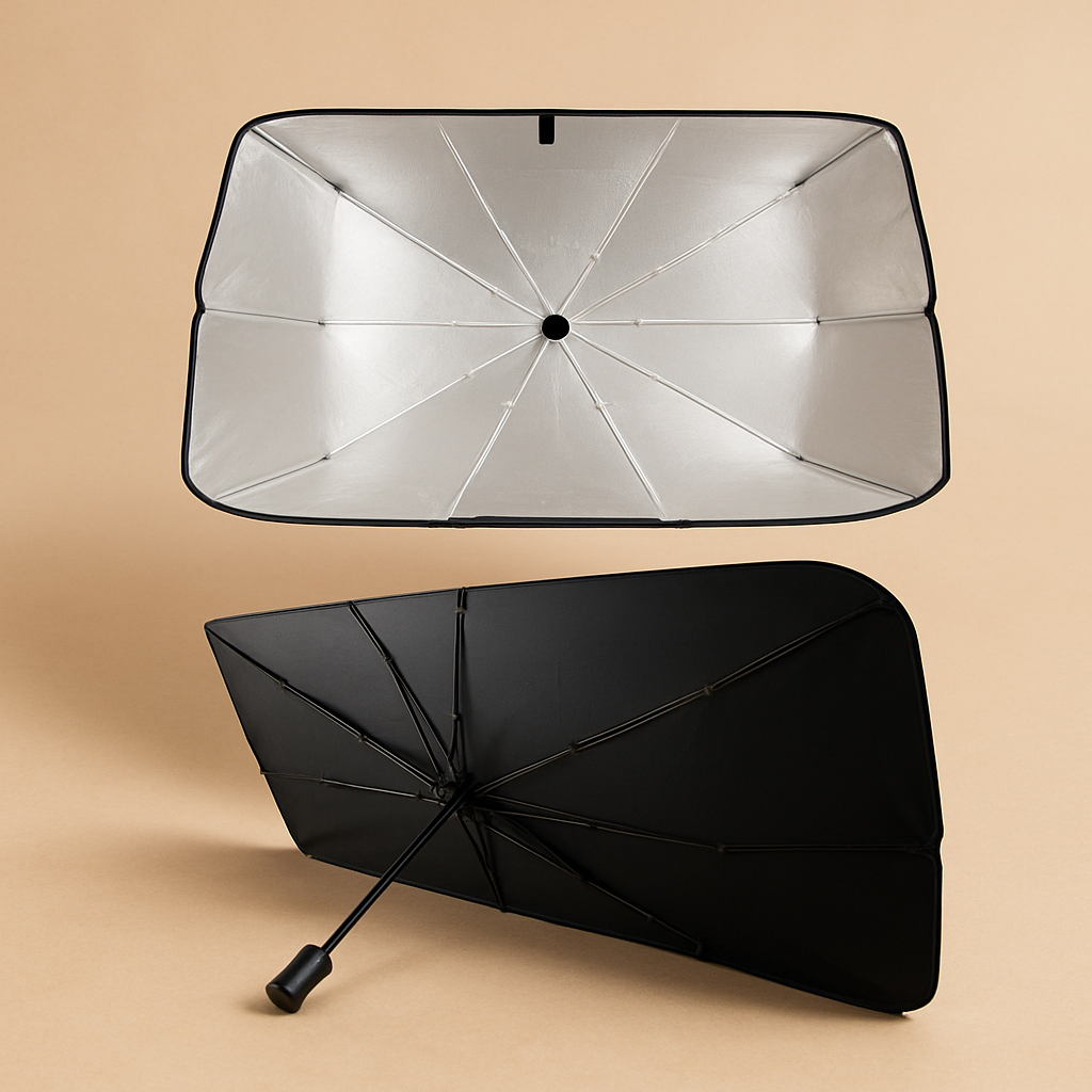 Car Windshield Sunshade - studio product photo angled view