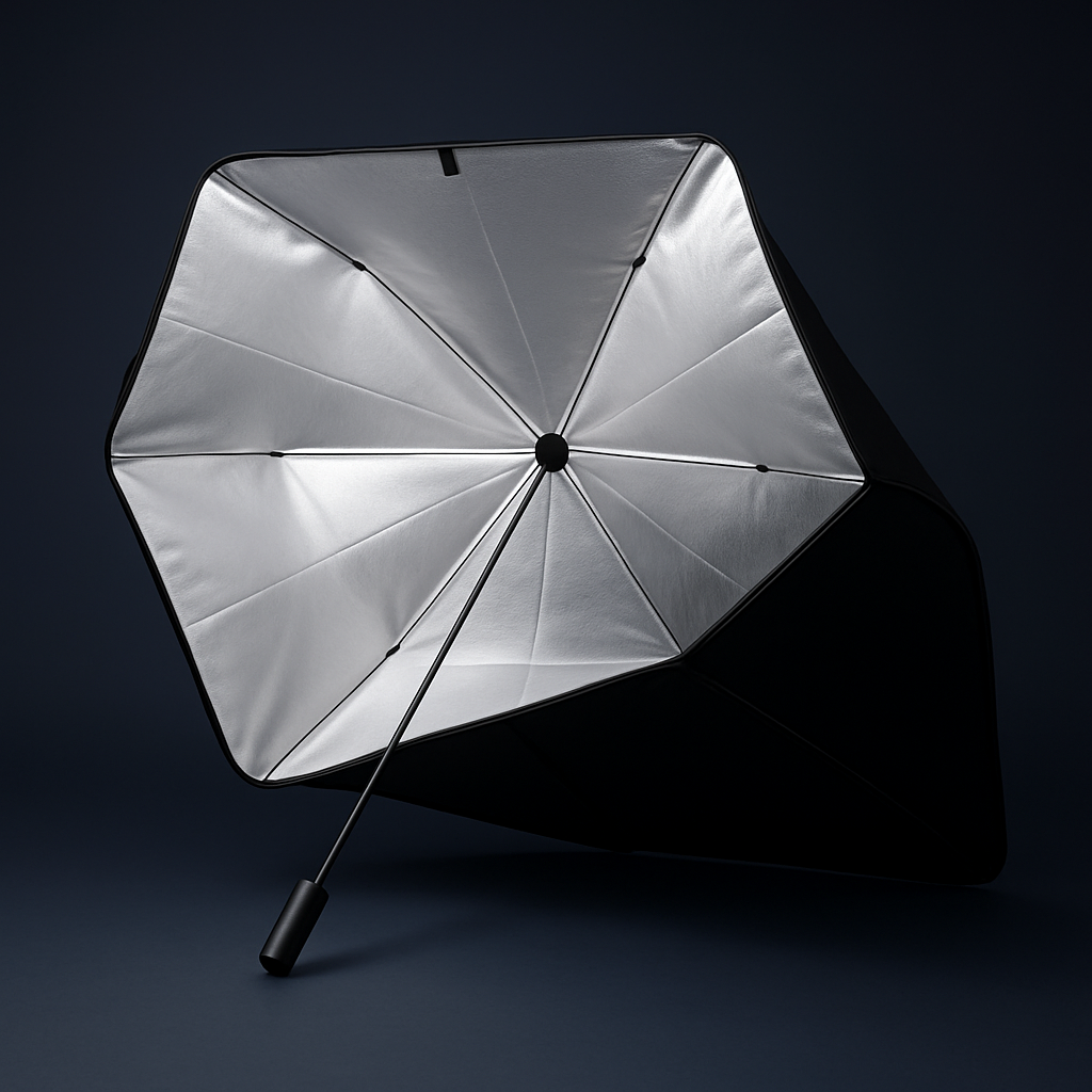 Car Windshield Sunshade - studio product photo detail view