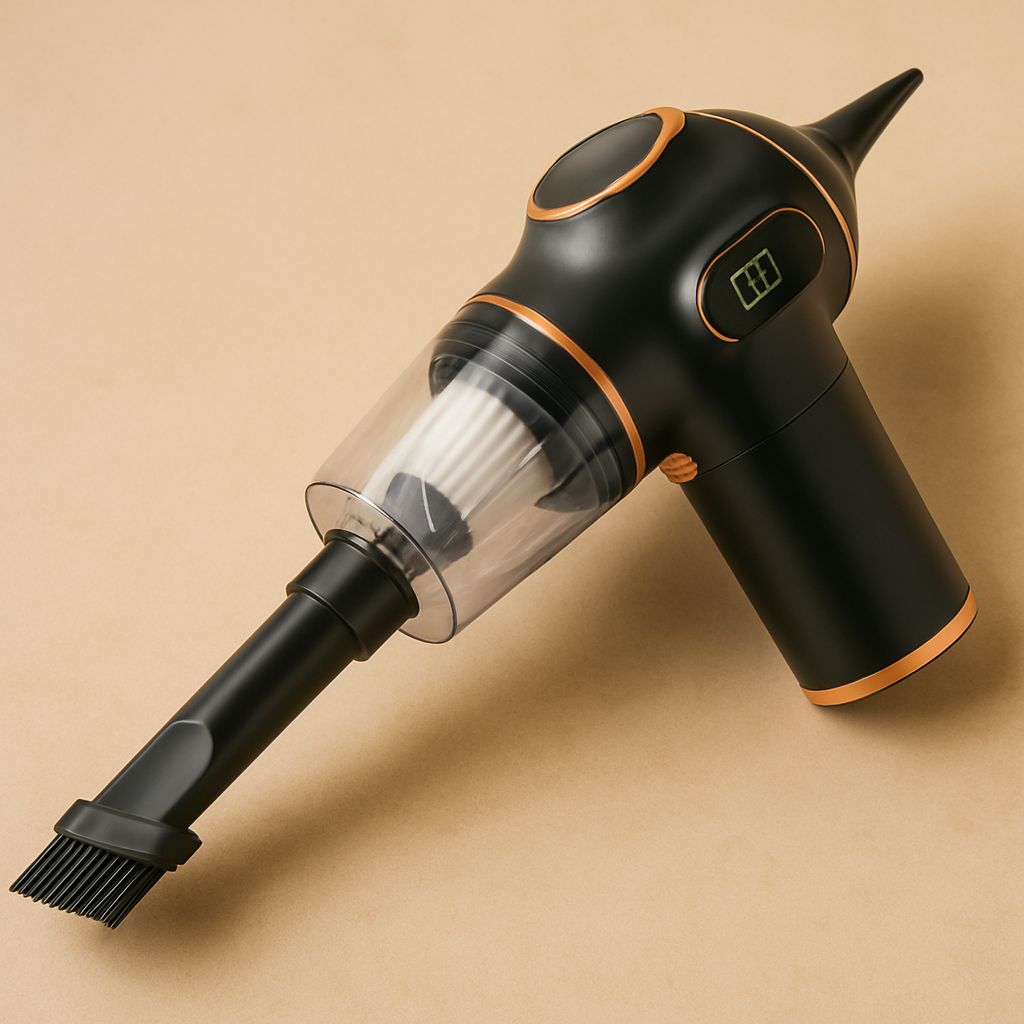 Portable Car & Home Vacuum - studio product photo angled view